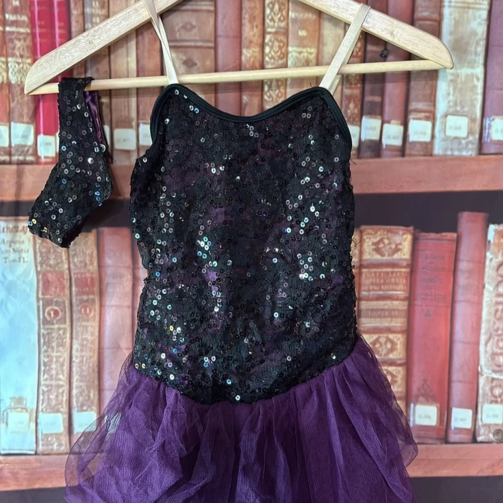 Weissman Purple Plum Black Sequin Tulle Dance Costume Choker MC